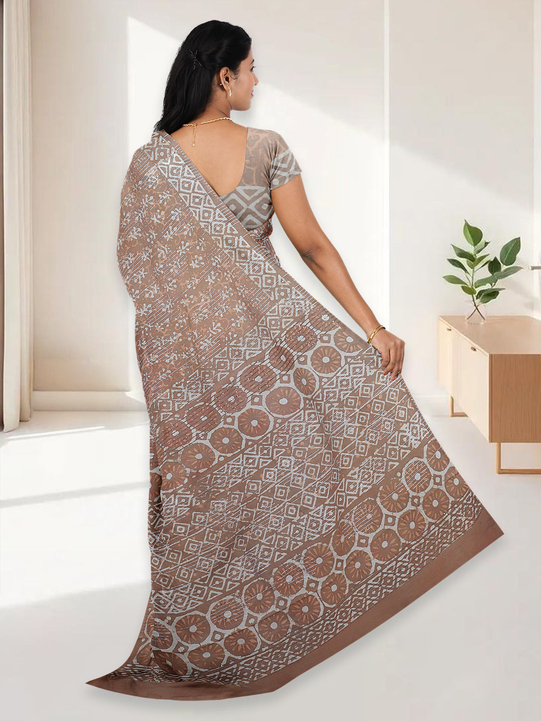 Women Mustard Pure Cotton Saree PCS192