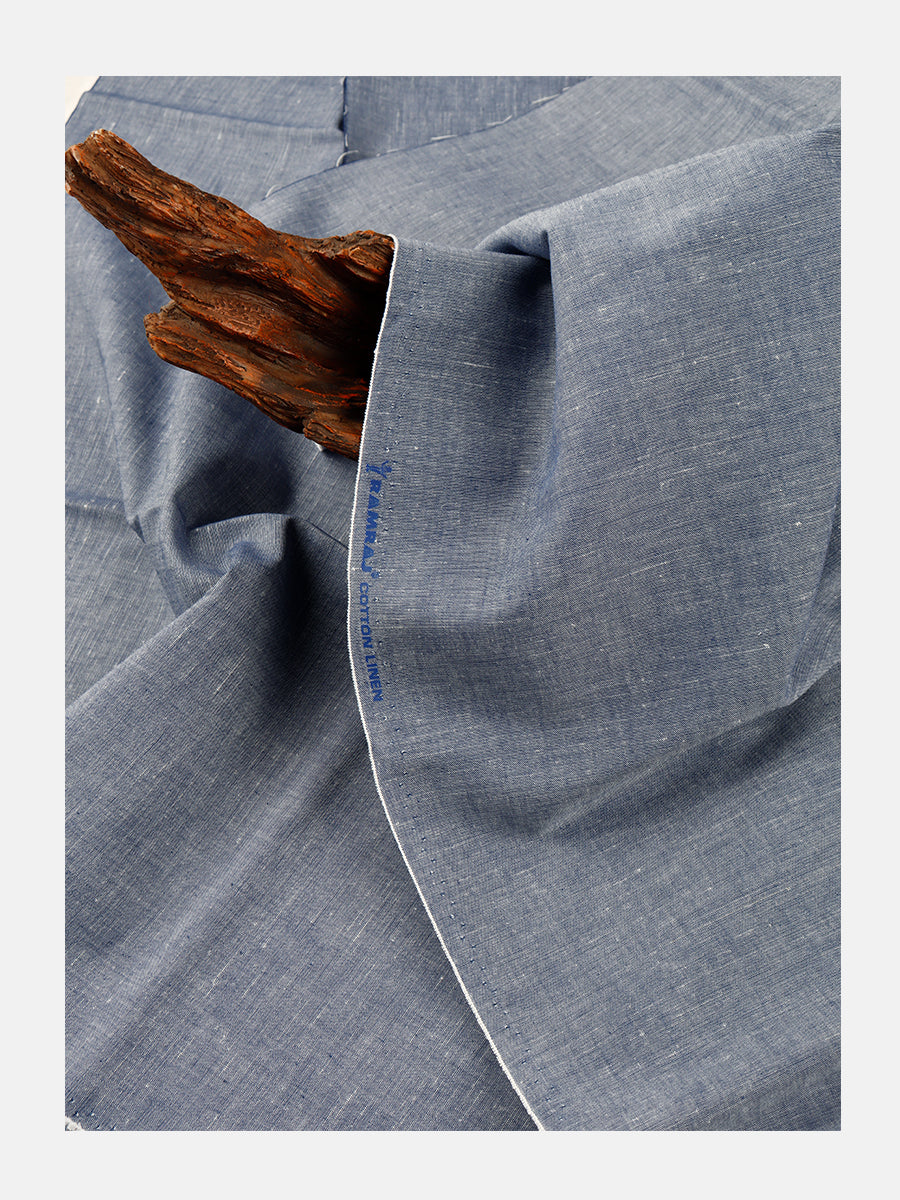 Linen Cotton Plain Colour Shirt Fabric Grey Blue Unic Fashion-Clsoe view