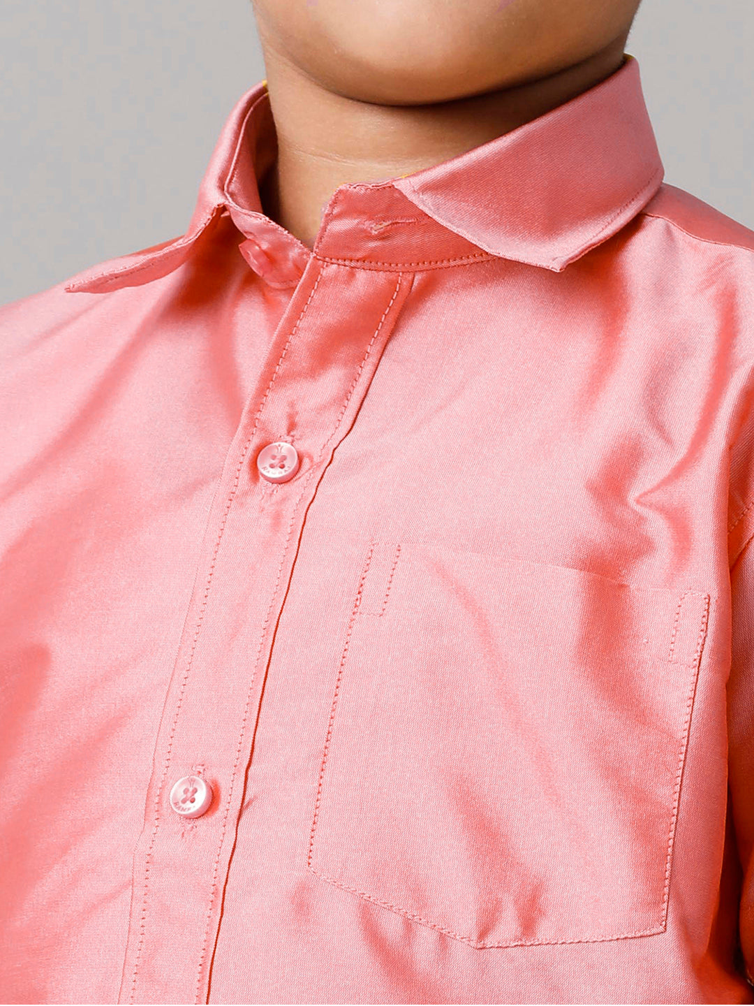 Boys Silk Cotton Pink Half Sleeves Shirt K45-Zoom view