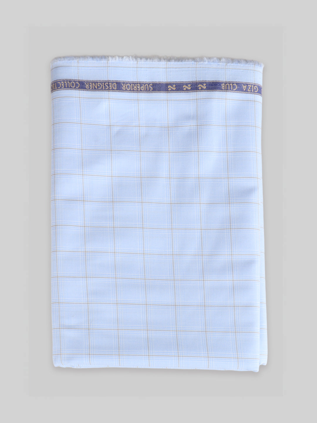 Men Giza Cotton Blend Checked Blue Shirt Fabric Jackpot