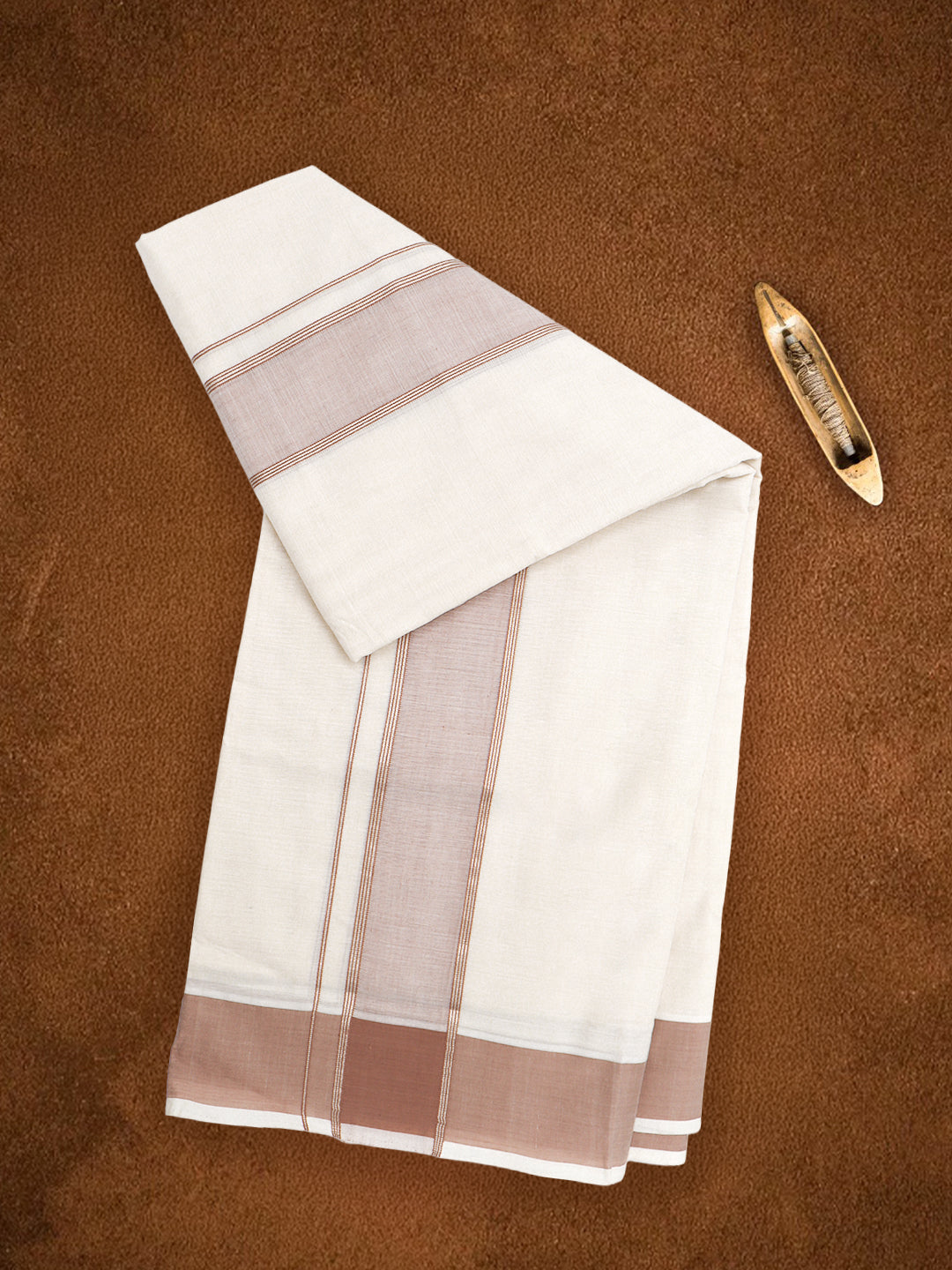 Men Premium Handloom White Dhoti with Fancy Border HLM102