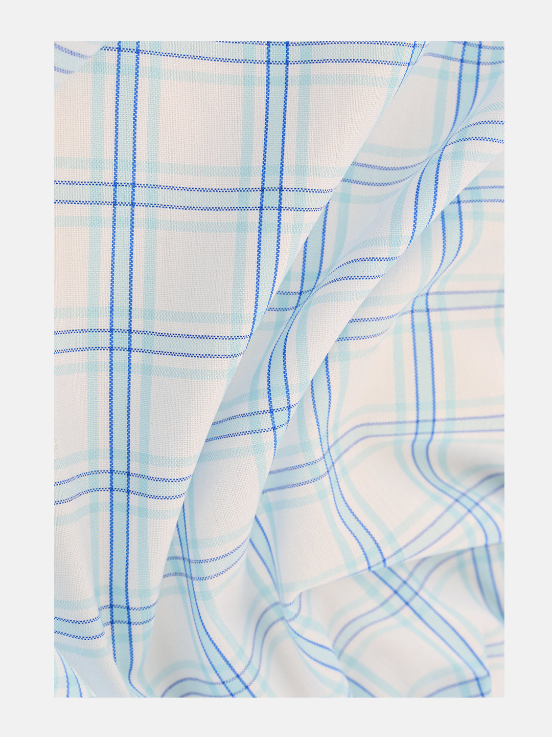 Men Cotton Rich Checked White with Blue Shirt Fabric High Style