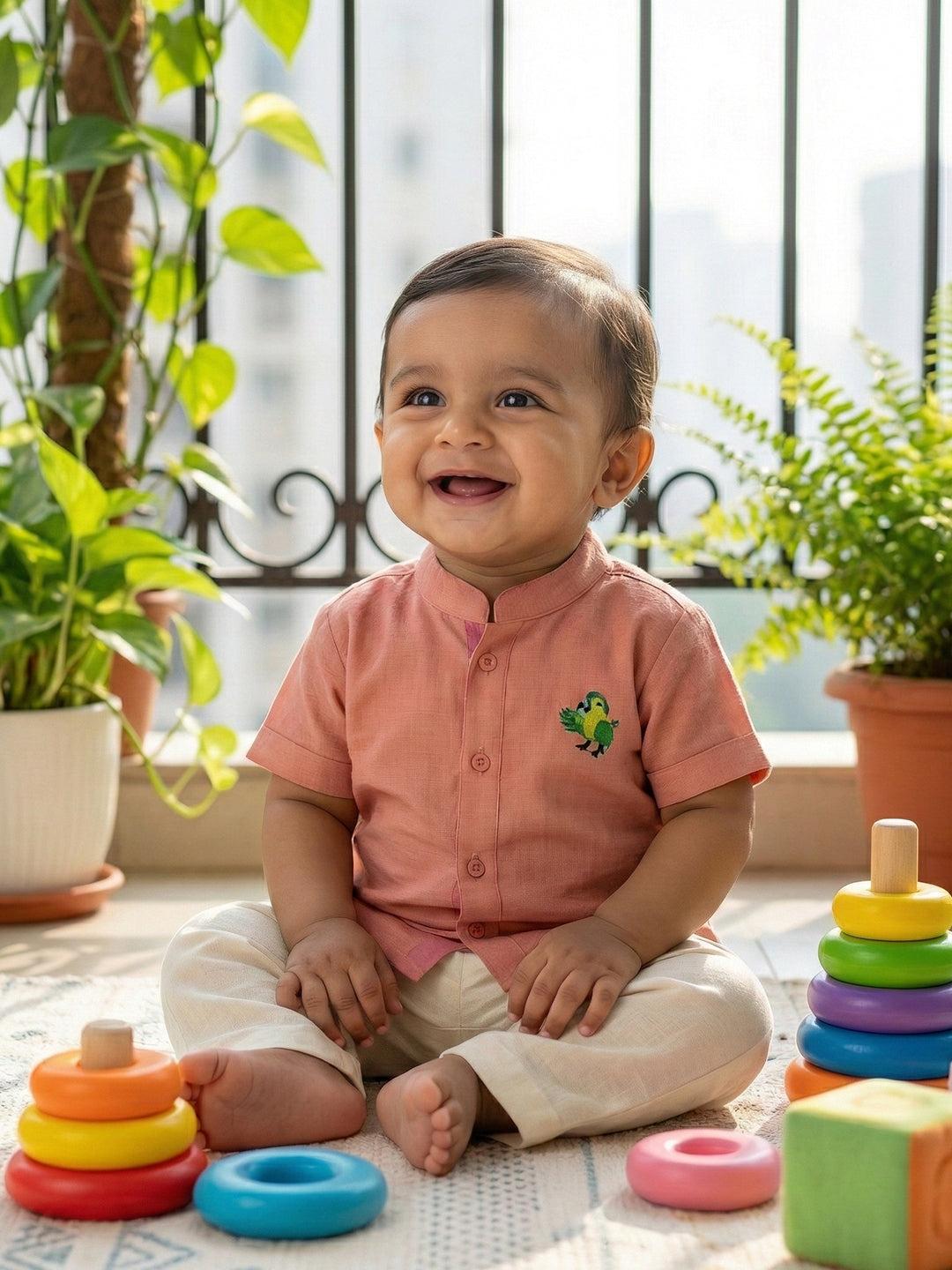 Born Baby Shirt with Pant and Panchakacham Set Tonys Pink G47