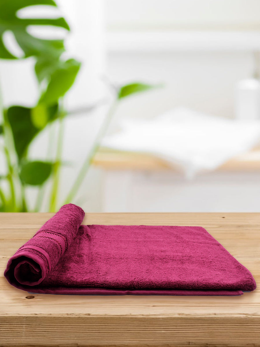 Premium Soft & Absorbent Cotton Bamboo Purple Terry Bath Towel BC5-View two
