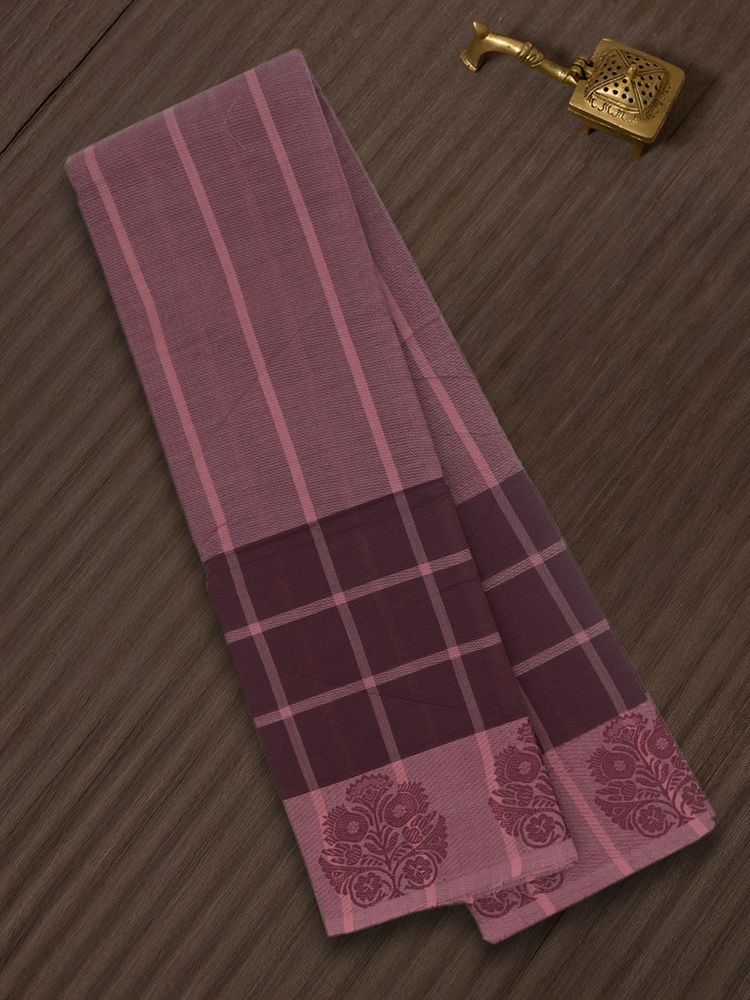 Women Maroon Pure Chettinad Cotton Saree PCS200
