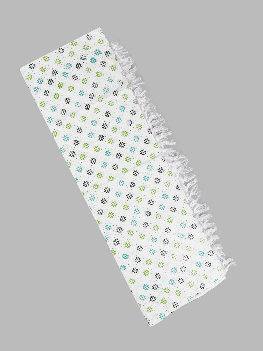 Cotton White Print Bath Towel NO 4092 (2 PCs Pack)-Design two