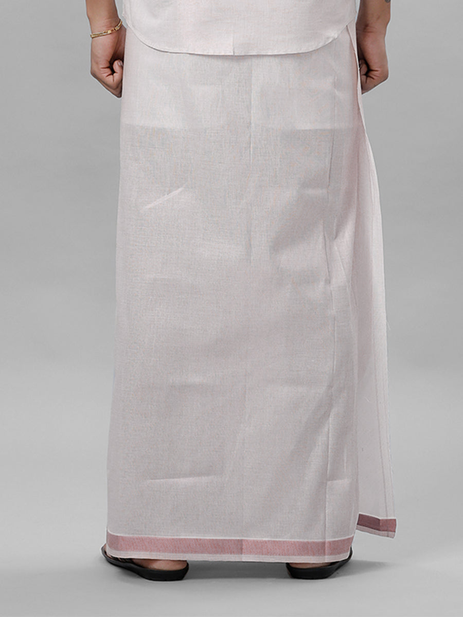 Mens Double Tissue Dhoti with Jari 1" Ideal Copper-Back view