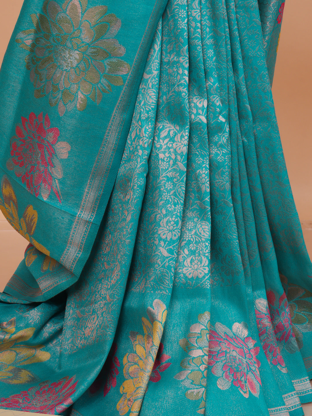 Women Cyan Blue Semi Mysore Silk Saree SS376