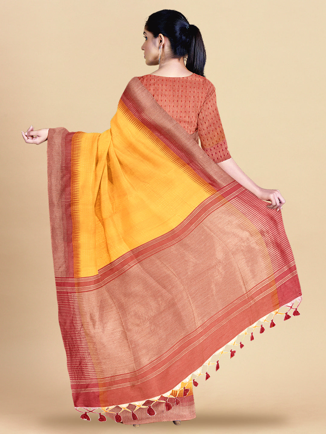 Women Elegant Look Yellow Semi Raw Silk Weaving Saree - SRS38