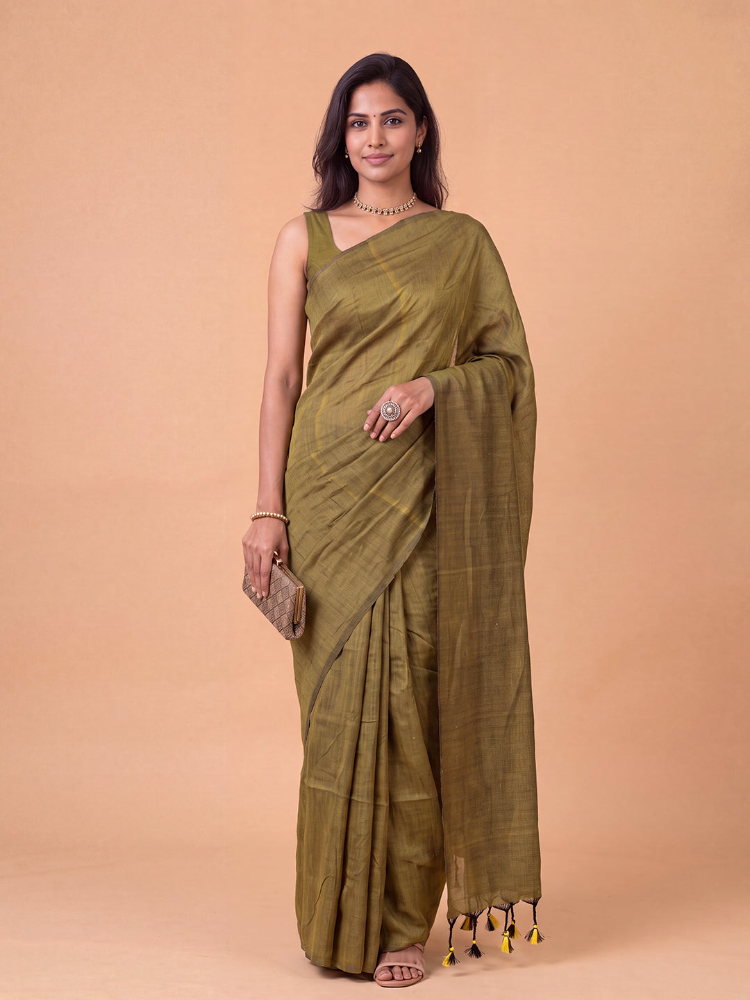 Women Pure Cotton Mustard Yellow Saree PCS287