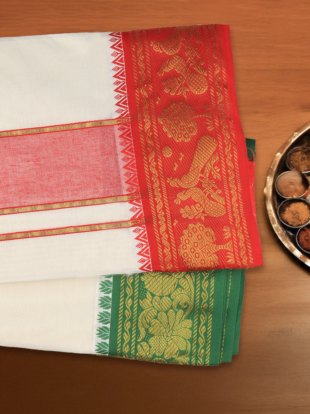 Men Kora Fancy Border Panchakacham Set Kalasam (9+5) K01