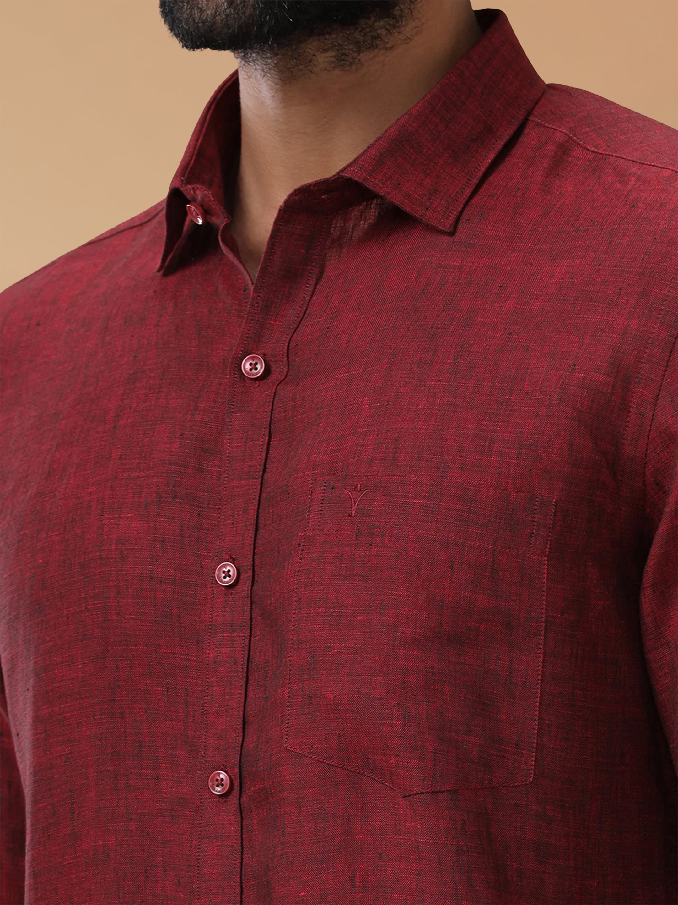Pure Linen Rustic Red Smart Fit Shirt L30