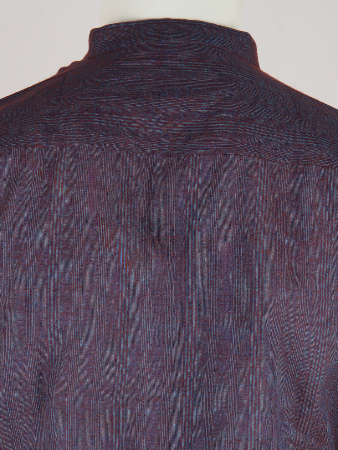Men Cotton Short Length Striped Pocket Kurta Dark Purple RJ50