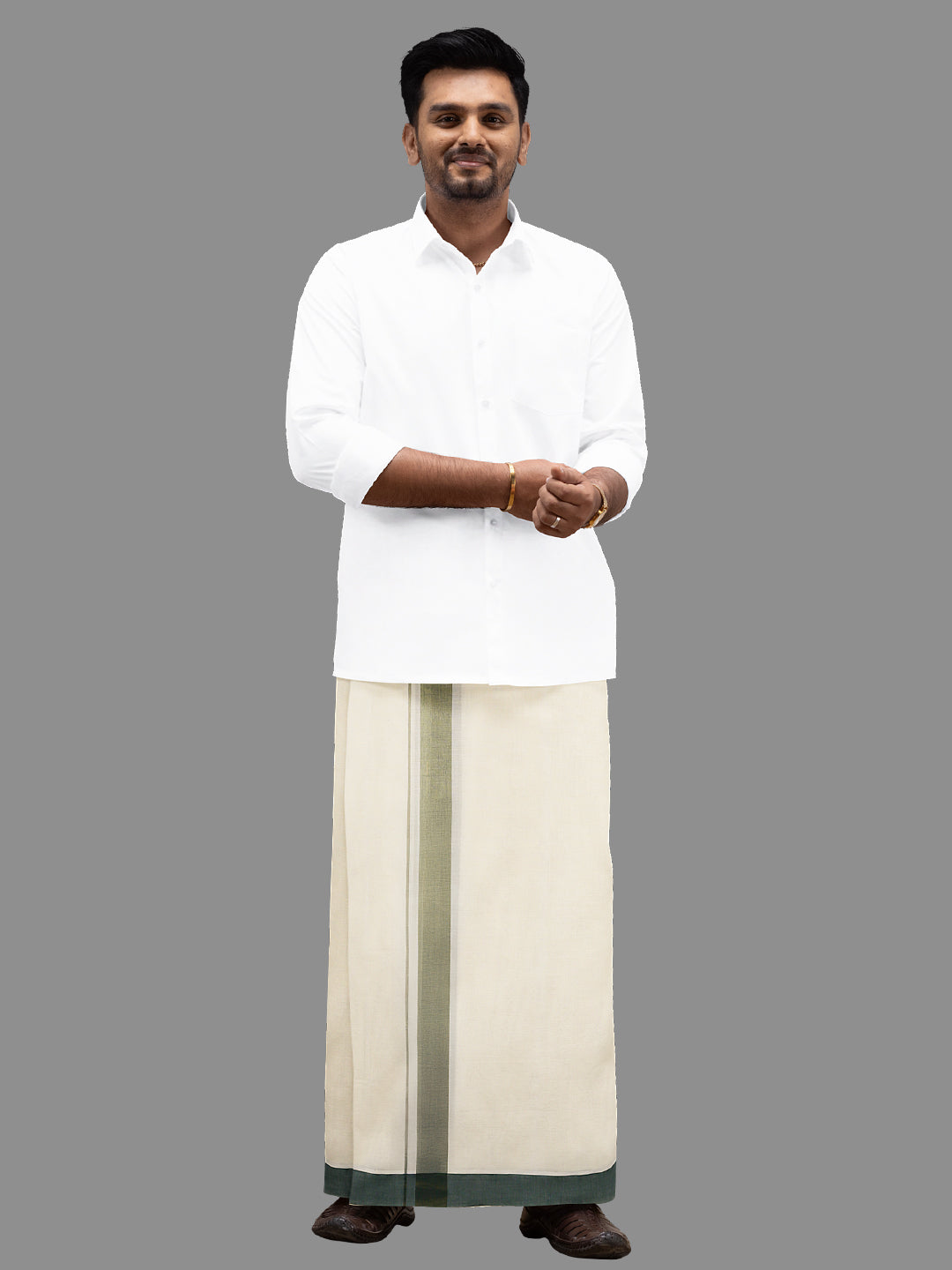 Mens Green Fancy Border Kora Dhoti EGJ11