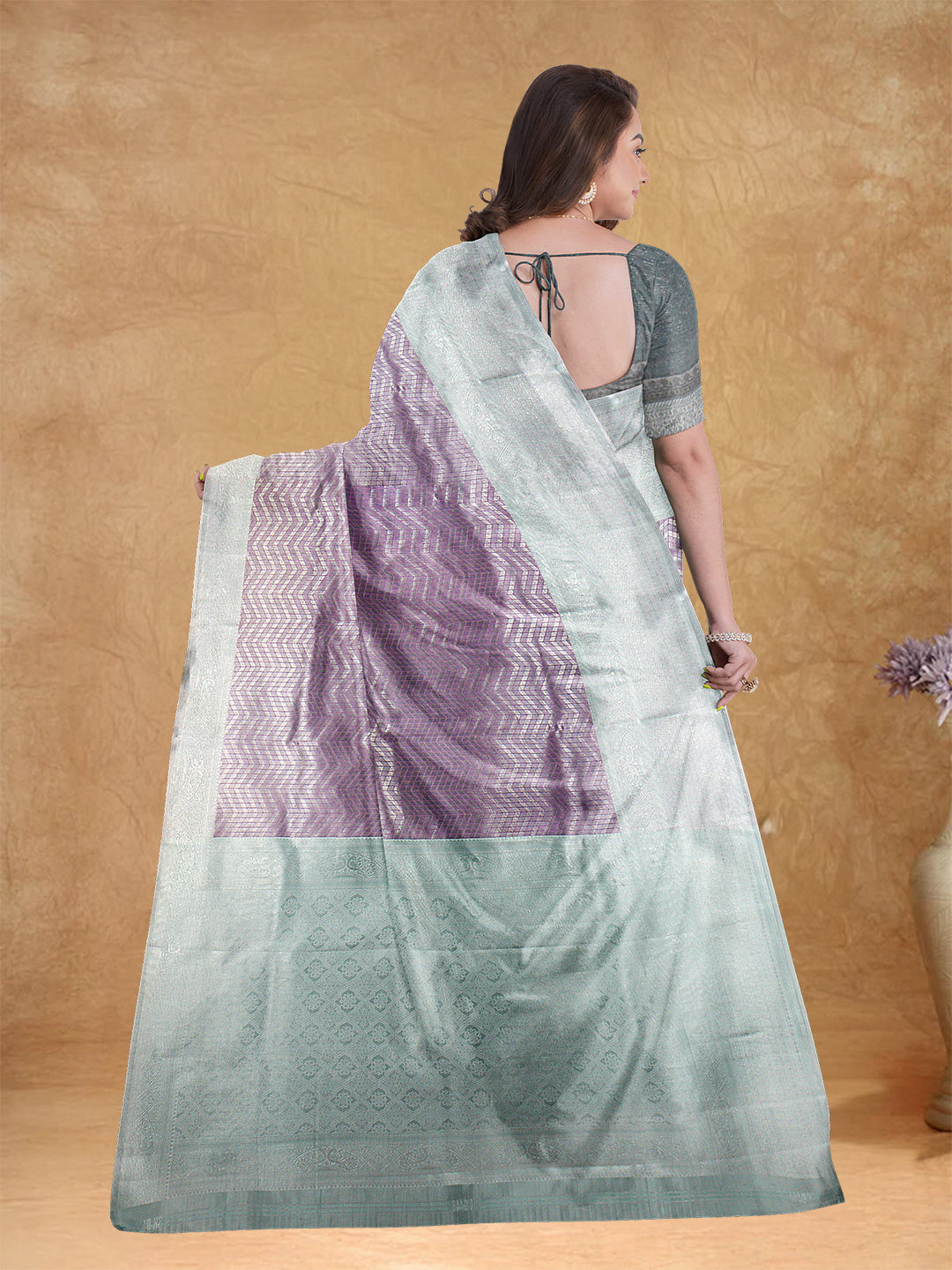 Couple Combo Shirt & Dhoti Set with Saree Lavender