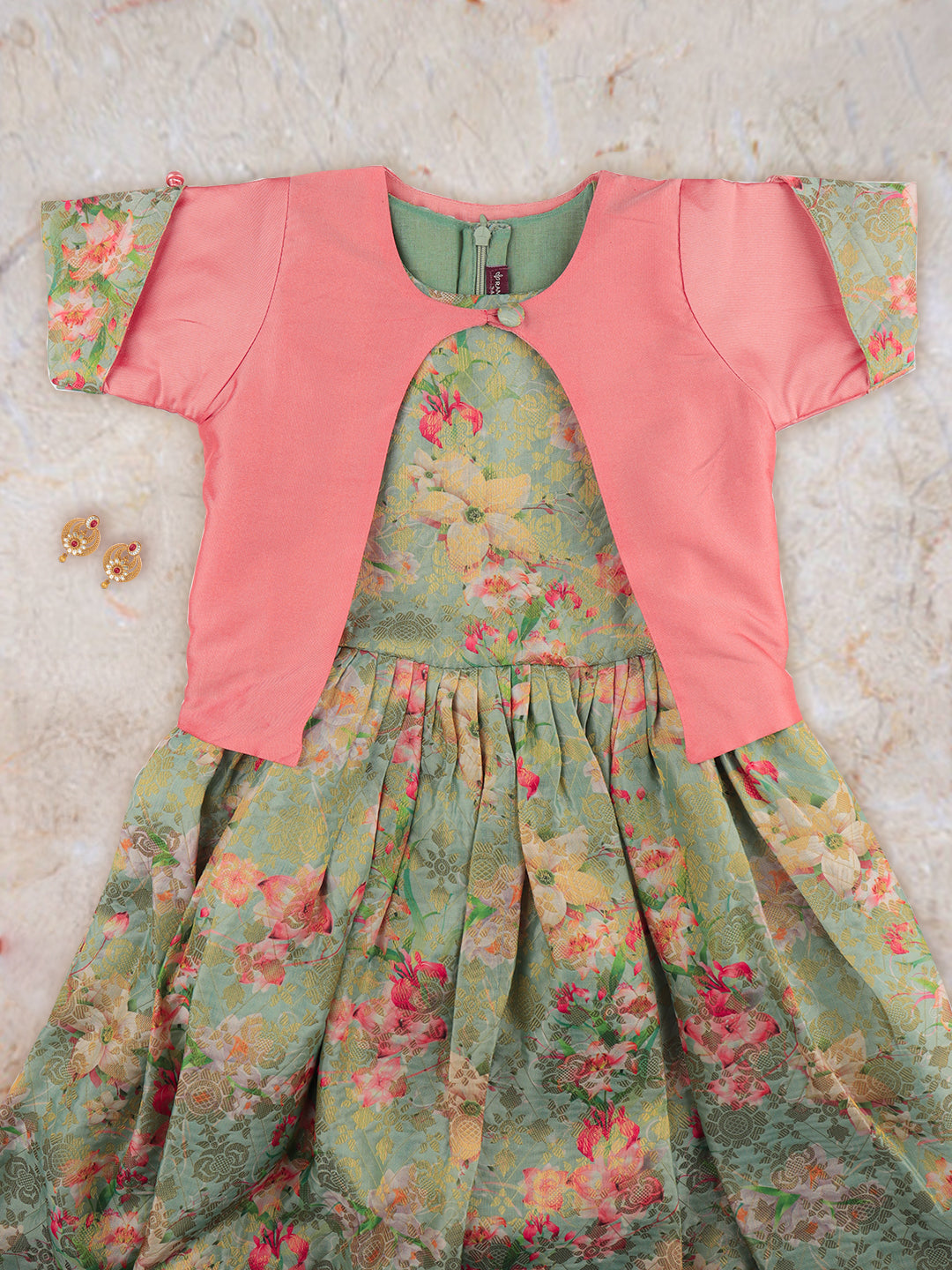 Girls Skirt Set Pink with Green GPS12