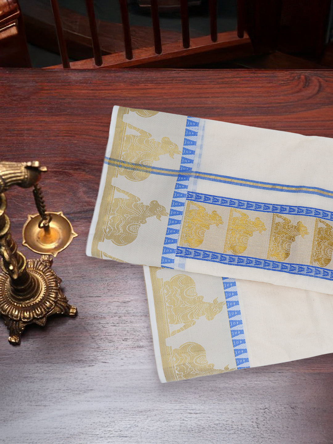 Men Kora Cotton Fancy Jari Border Panchakacham with Angavasthram (9+5)