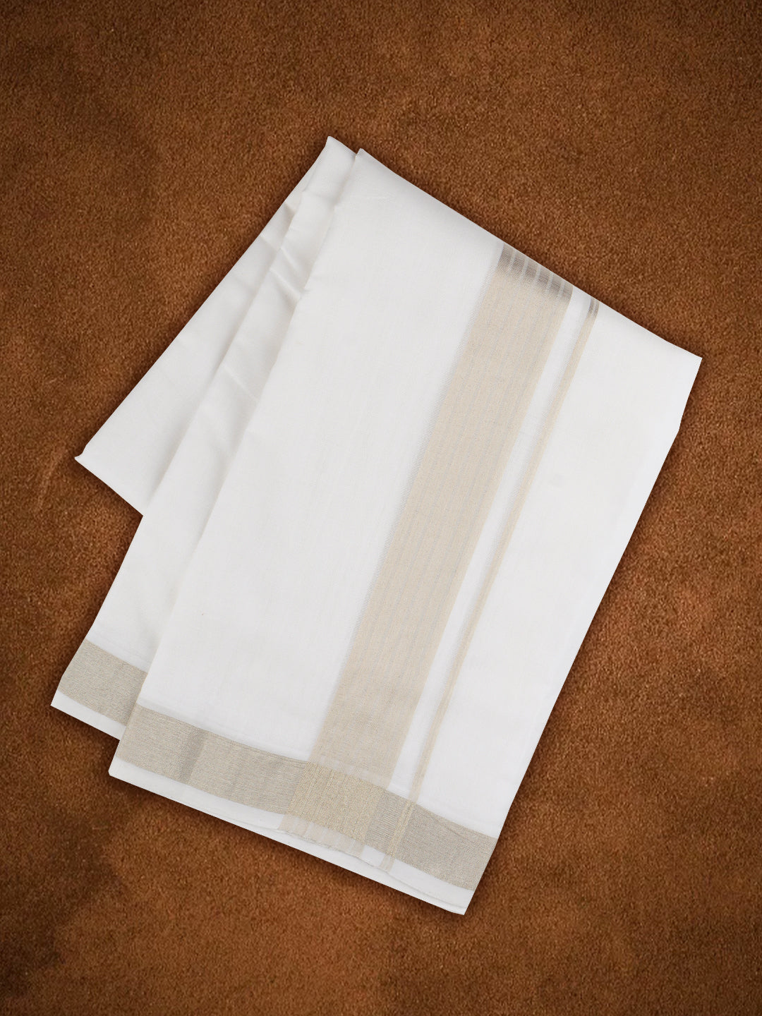 Men Premium Handloom Dhoti Silver Jari Border HLM26