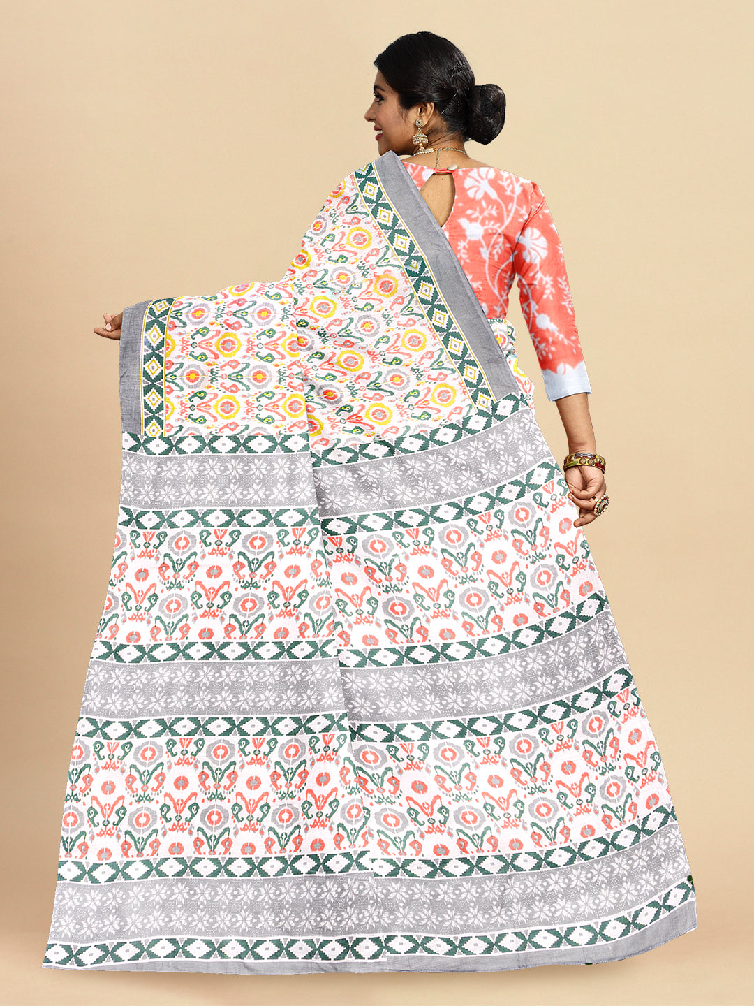 Women's Pure Cotton All over Printed Multicolor Saree PCS09