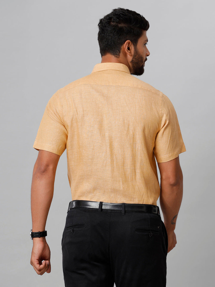 Mens Pure Linen Light Sandal Smart Fit Half Sleeves Shirt-Back view