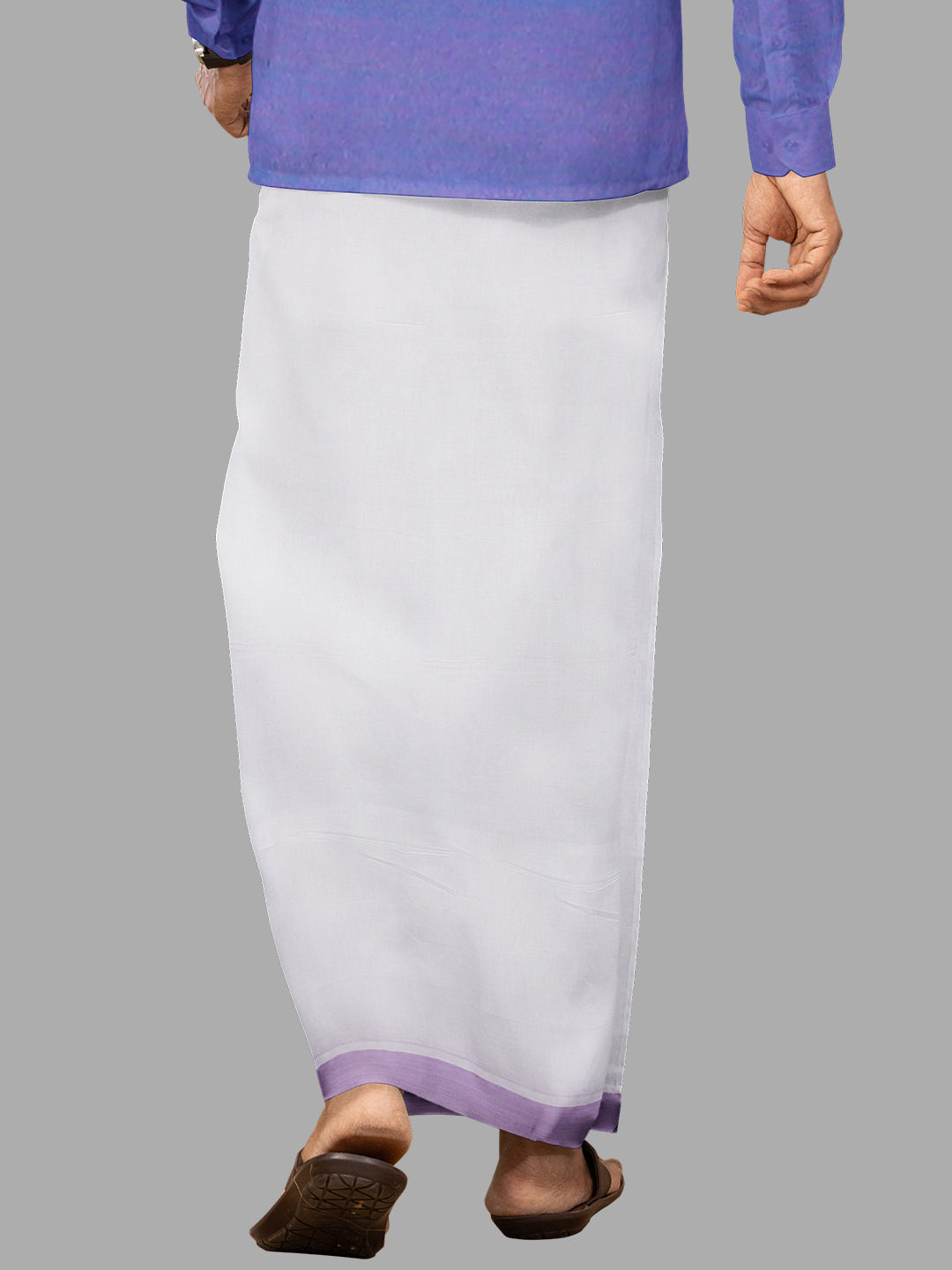 Mens Lavender Fancy Border Double Dhoti Mountain Plain MP02