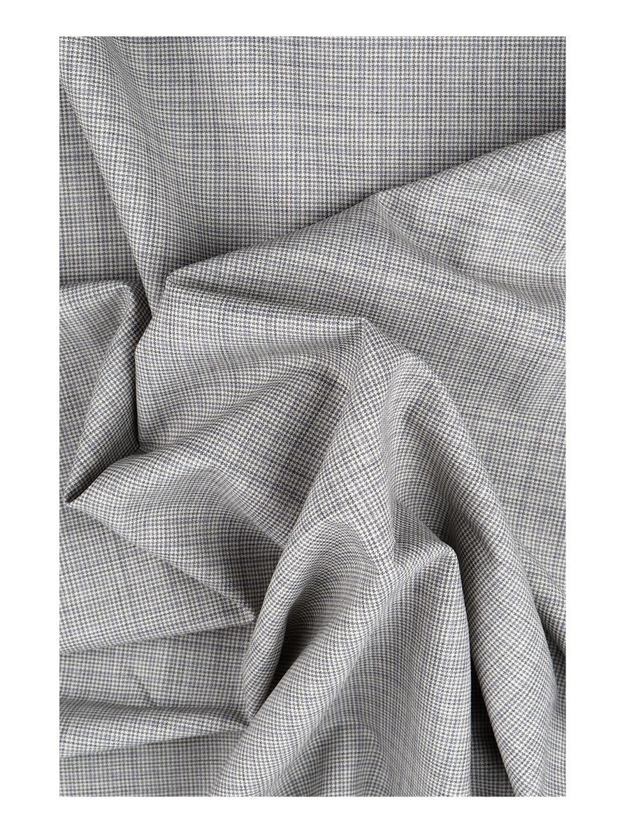 Premium Australian Merino Wool Blended Colour Checked Pants Fabric Grey Mark Wool-Close alternative view