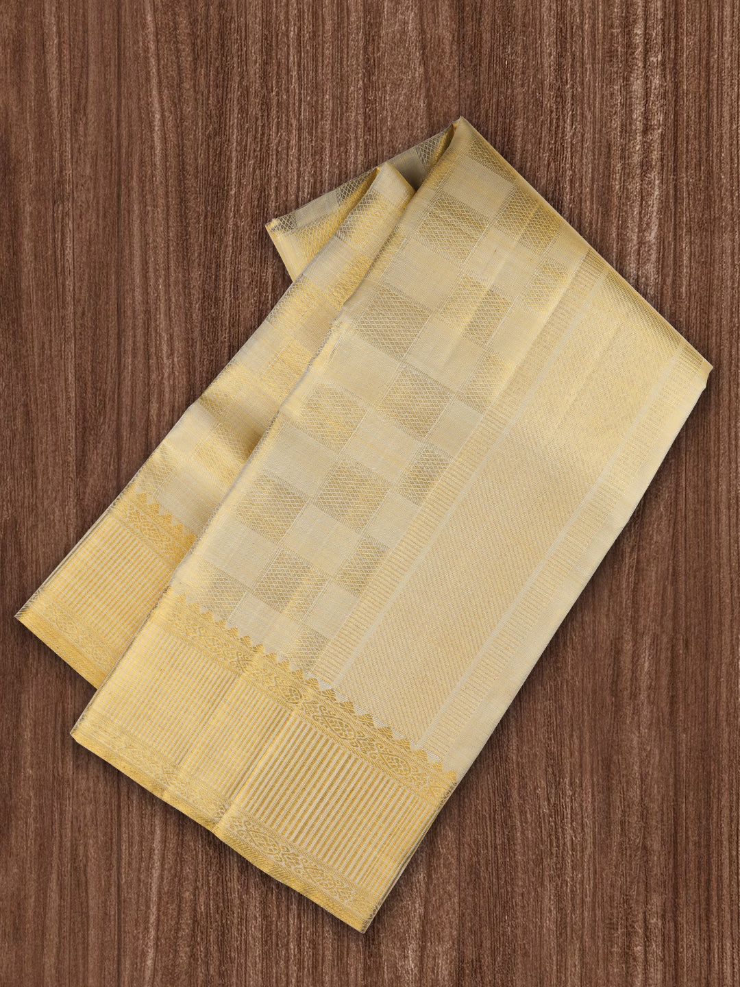 Men 100% Pure Silk 5" Jari Gold  Border Amirtham