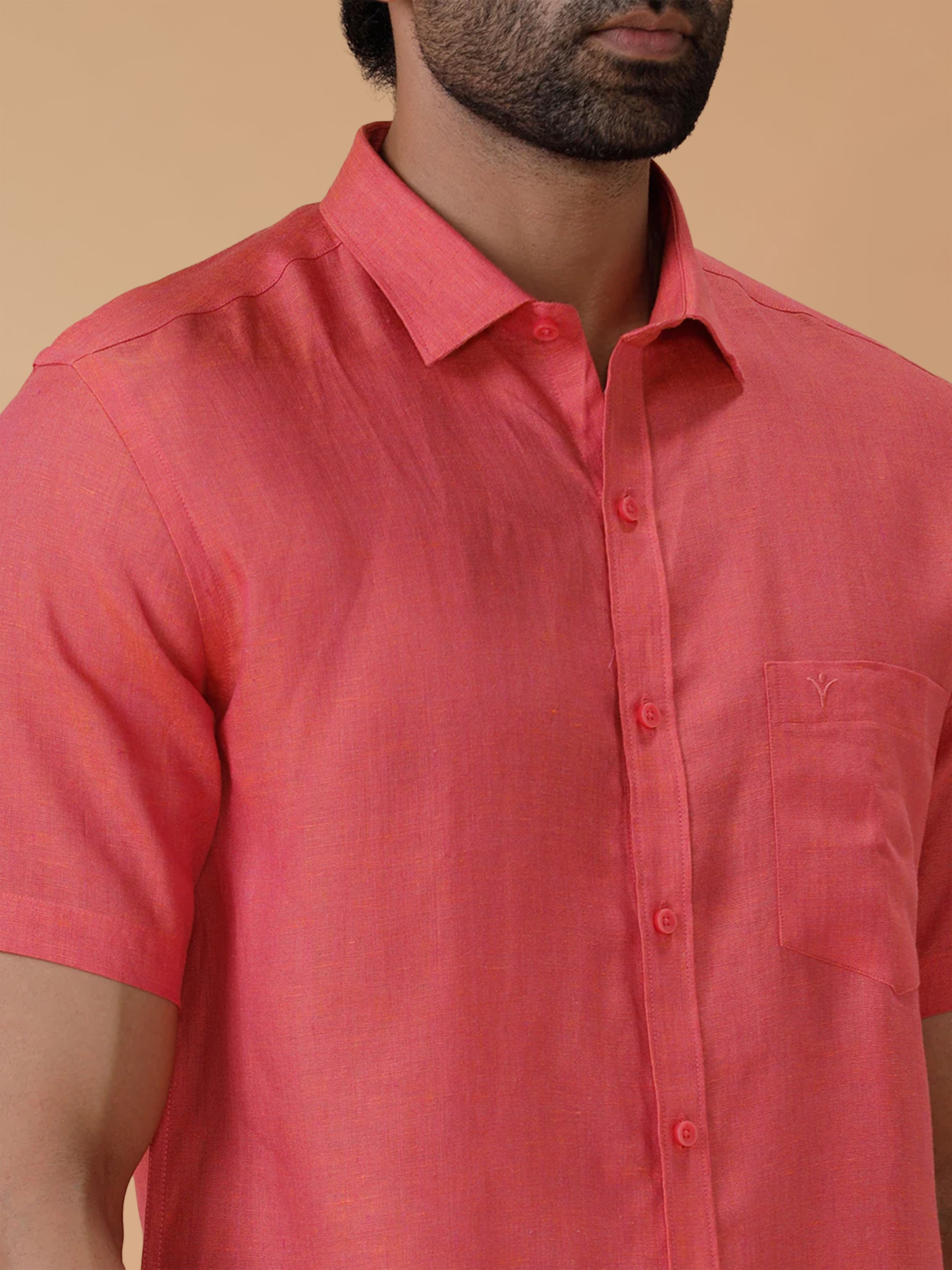Pure Linen Vivid Red Smart Fit Shirt L14