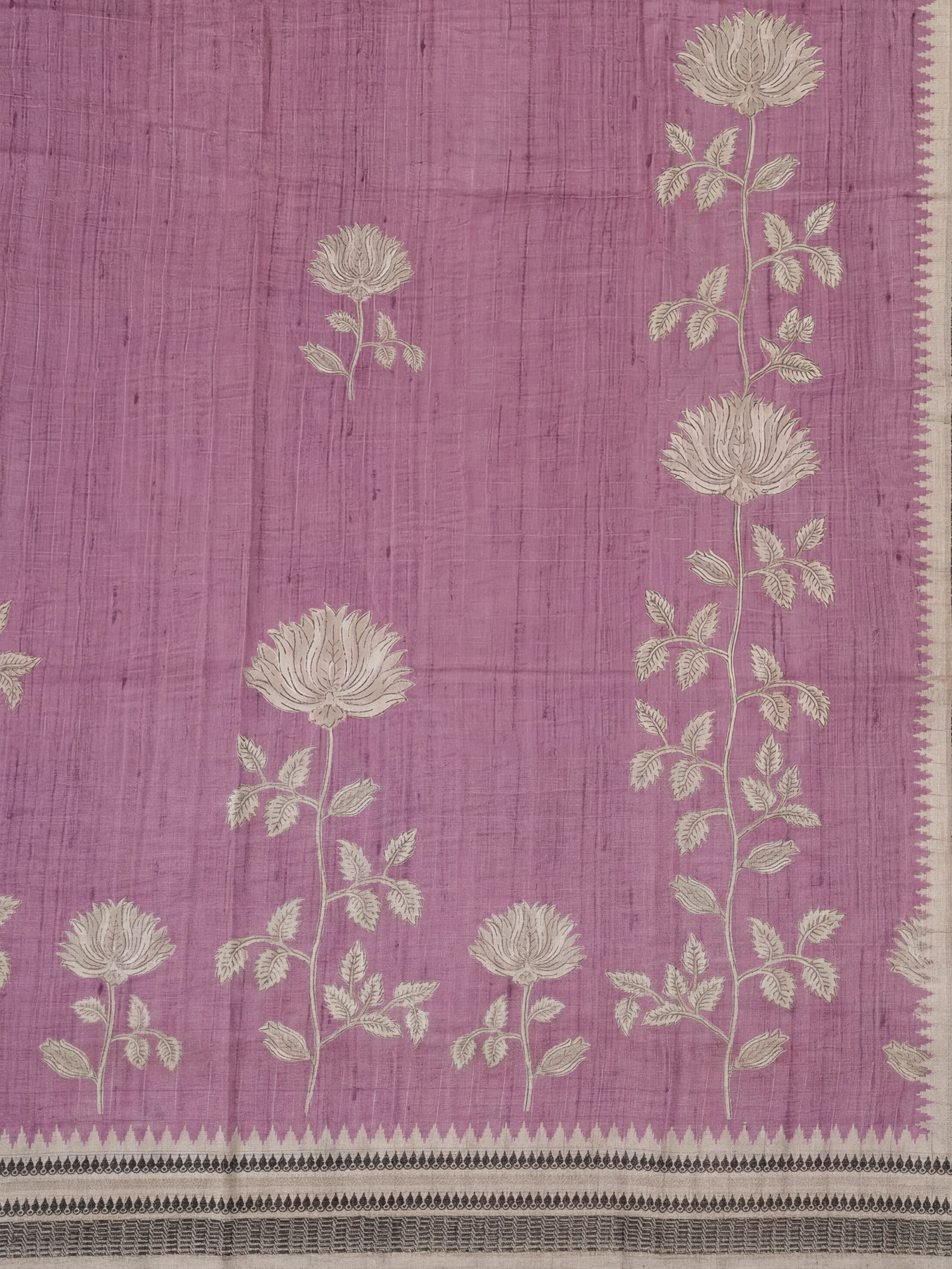 Women Semi Tussar Printed Purple Saree ST341