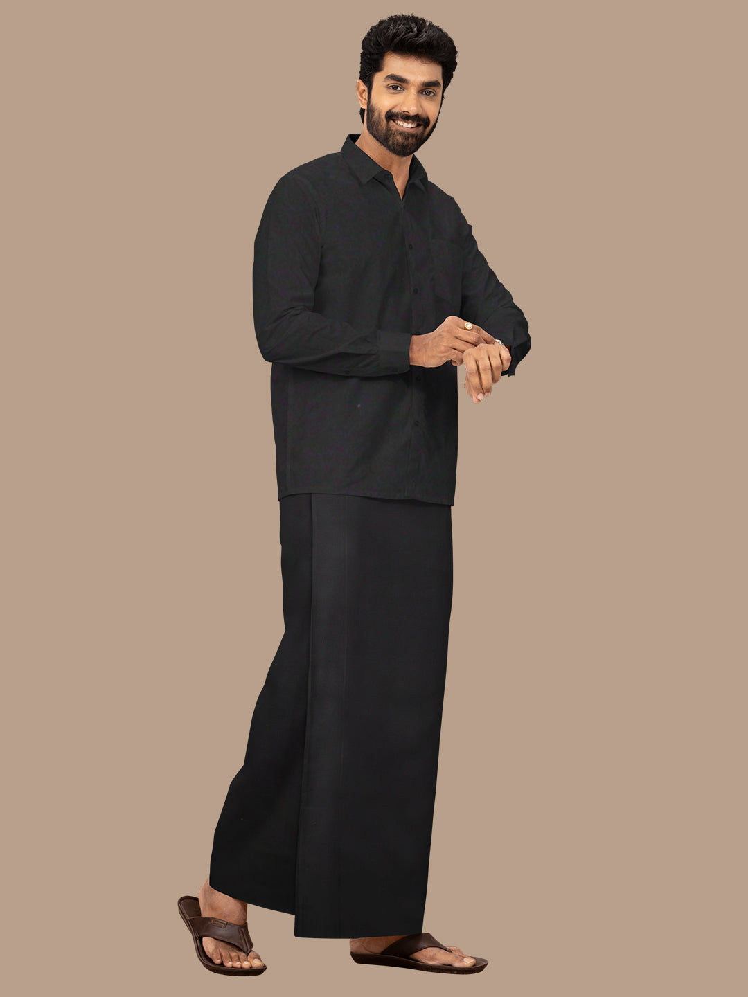 Mens Devotional Dhoti Poojan Paramas Black