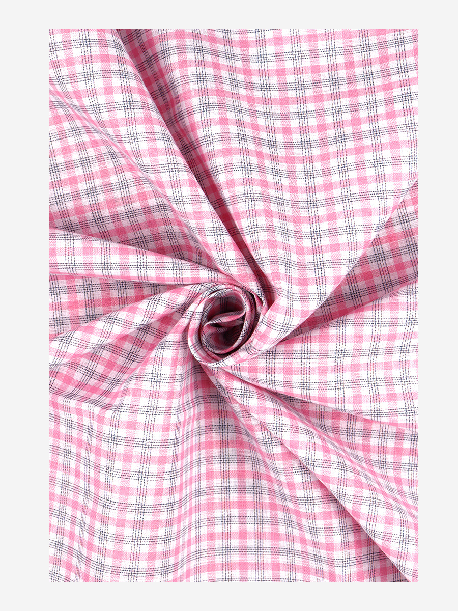 Cotton Blend Pink & Grey Check Shirt Fabric Infinity-Close view