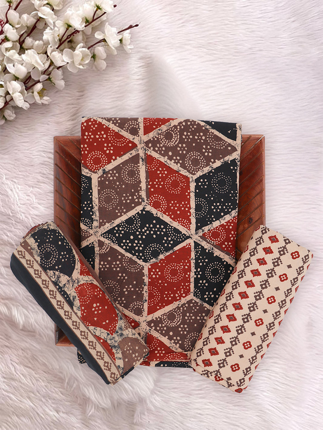 Women Pure Cotton Printed Dress Material Multi Colour DM352