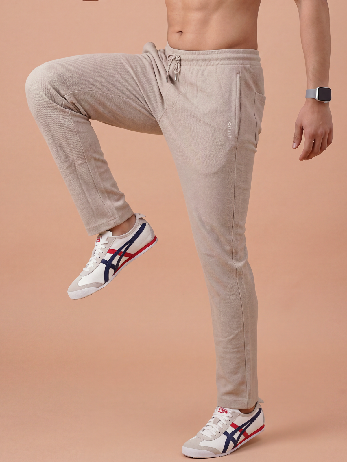 Cotton Rich Aeroflex Structured Beige Track Pants AFT3