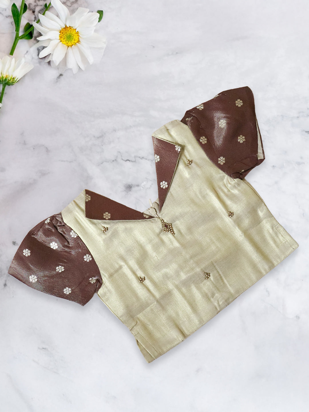 Girls Traditional Silk Cotton Skirt Set Sandal with Brown GPS23