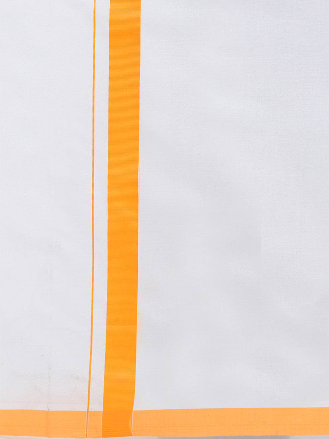 Mens White Double Dhoti with Yellow Border Redfort Special-Zoom view