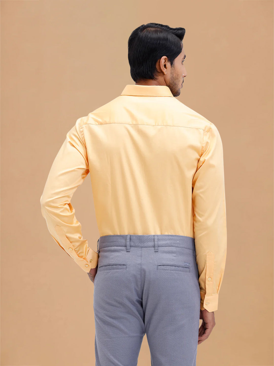 Cotton Rich Yellowish Orange Regular Fit Shirt T53 ACT8
