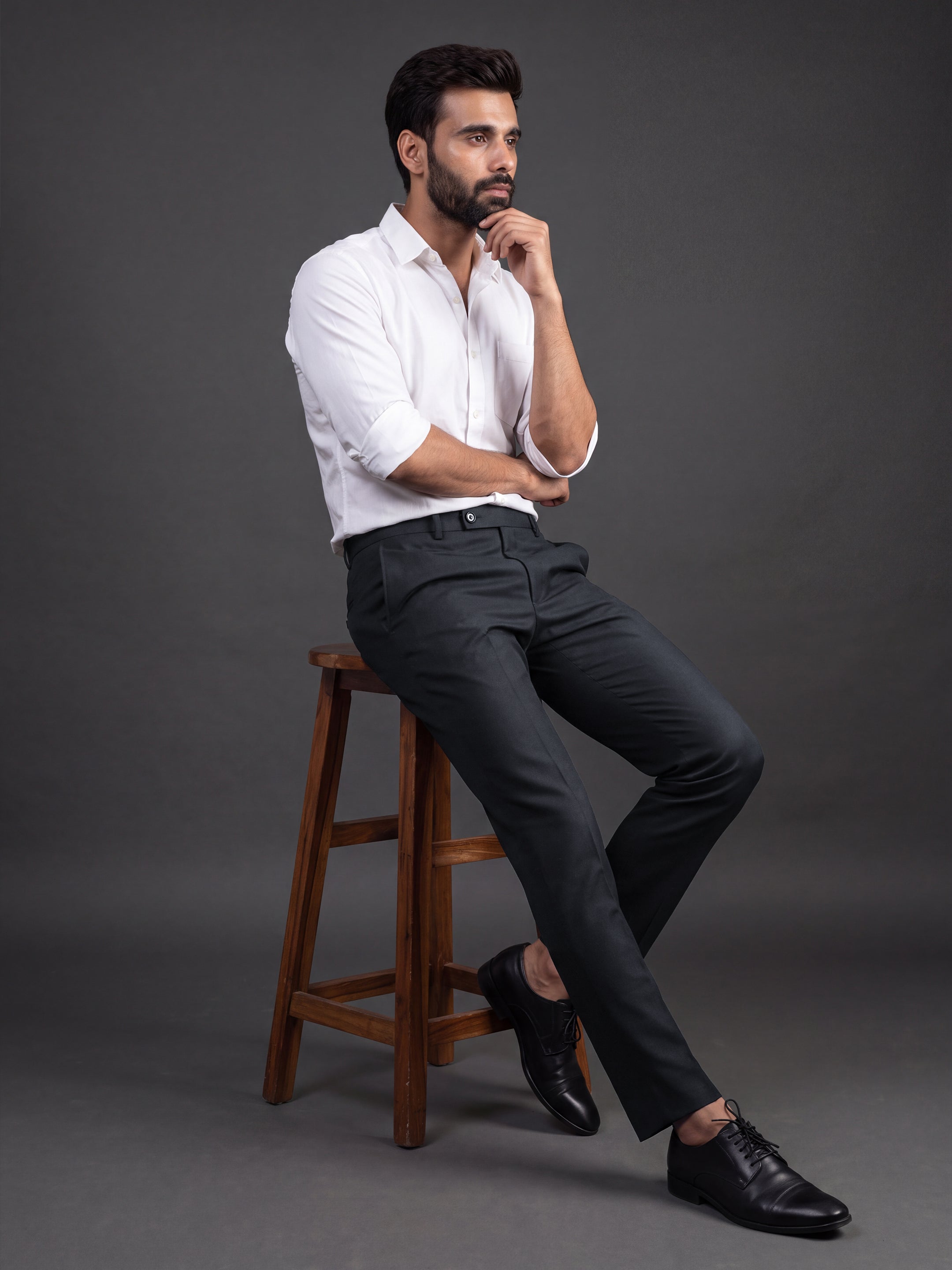 Prima Club Wool blended Stretchable Waistband Navy Blue Pants