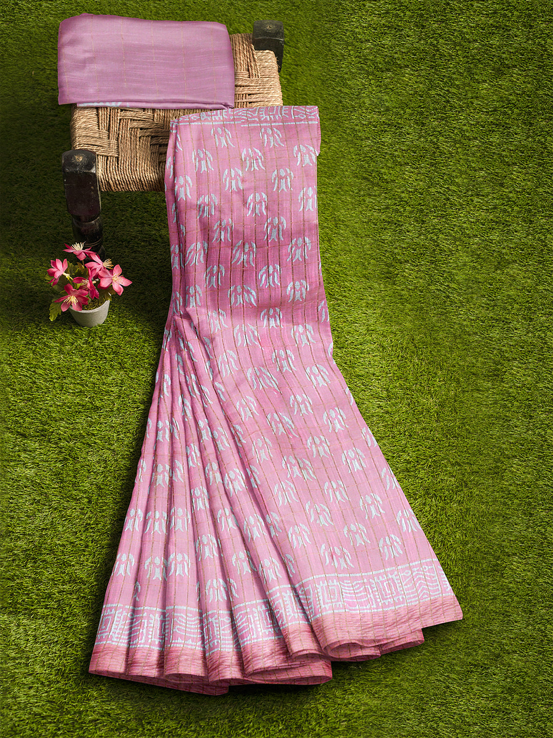 Women Light Pink Semi Linen Saree SL230