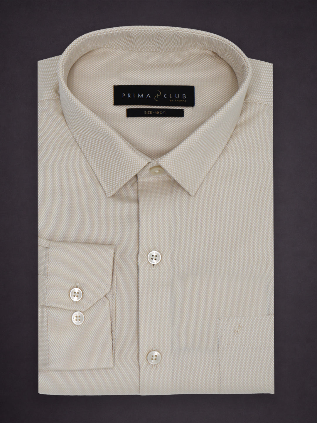 Prima Club Premium Cotton Dobby LT Beige Regular Fit Shirt SRAW3