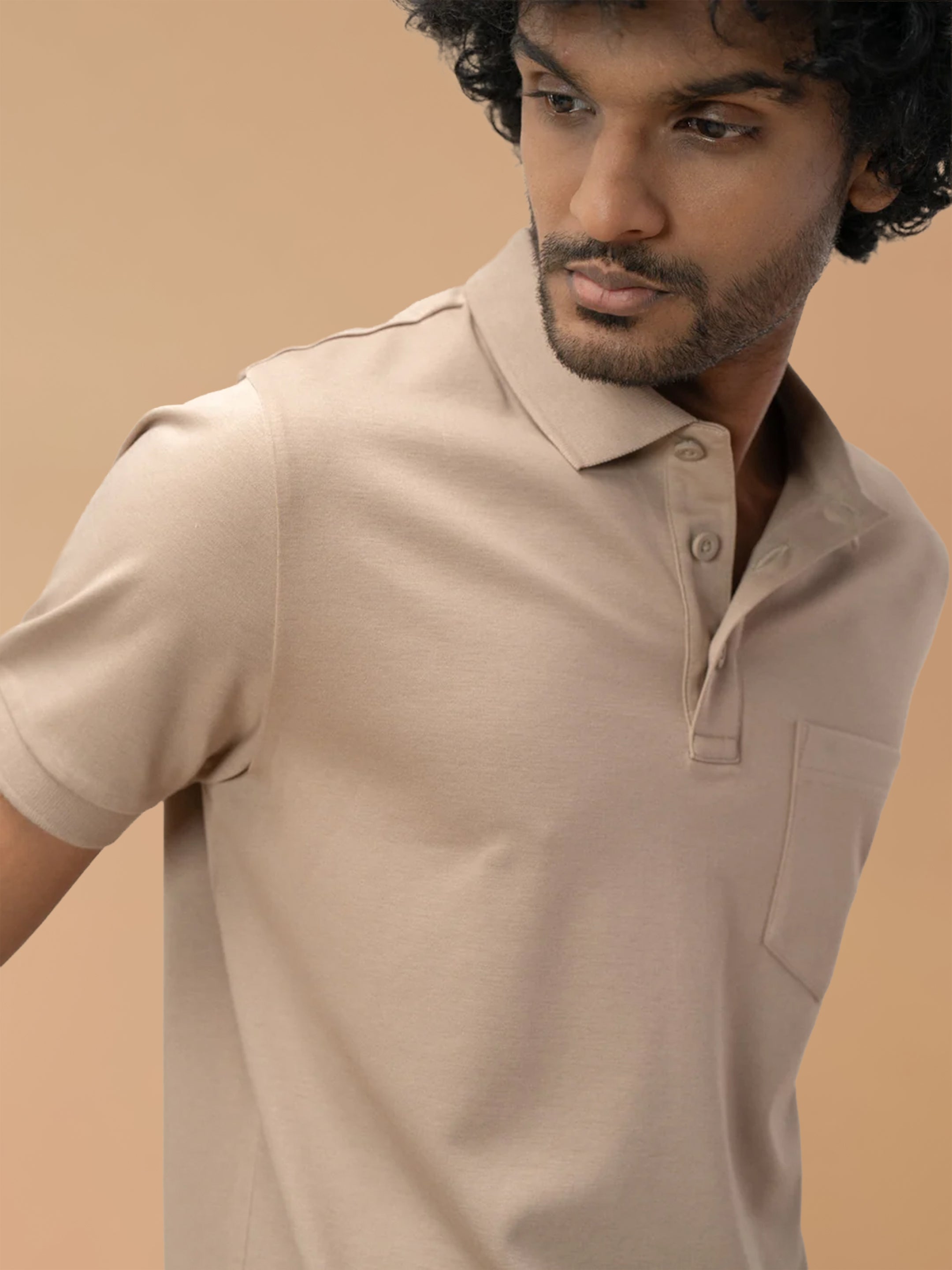 Extra Long Staple Cotton Polo Desert Beige