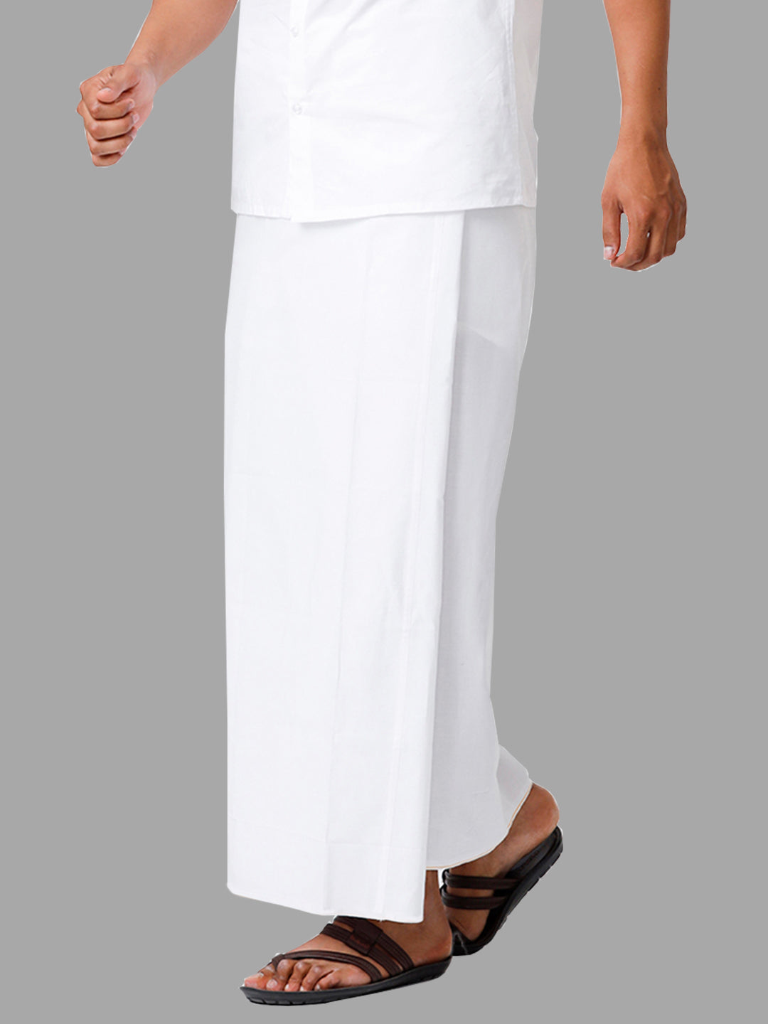 Men White Dhoti with Small Border Paramas (Pack of 3)