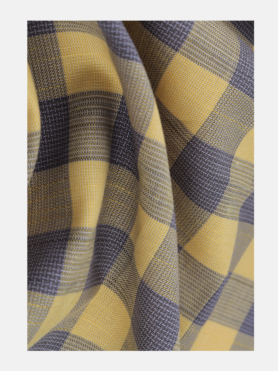 Men 100%Cotton Yellow Checked Shirt Fabric Liberty Cotton