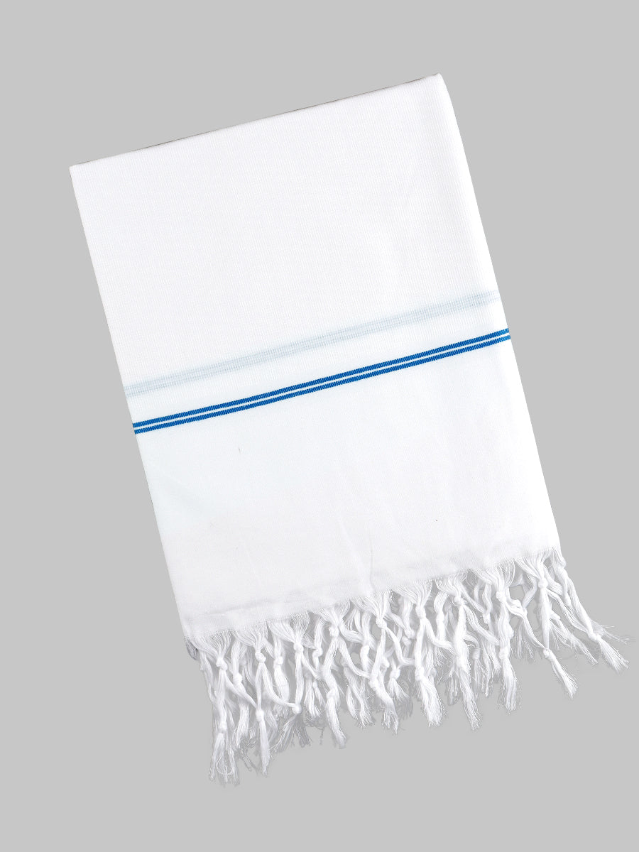 Cotton White Relaxer Bath Towel-Blue