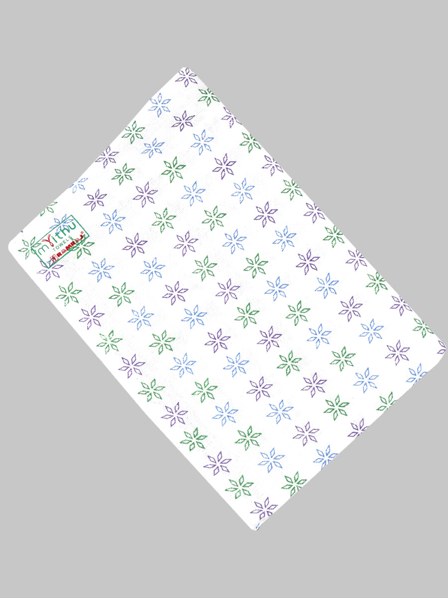 Cotton White Printed Bath Towel (2 PCs Pack)-Design two