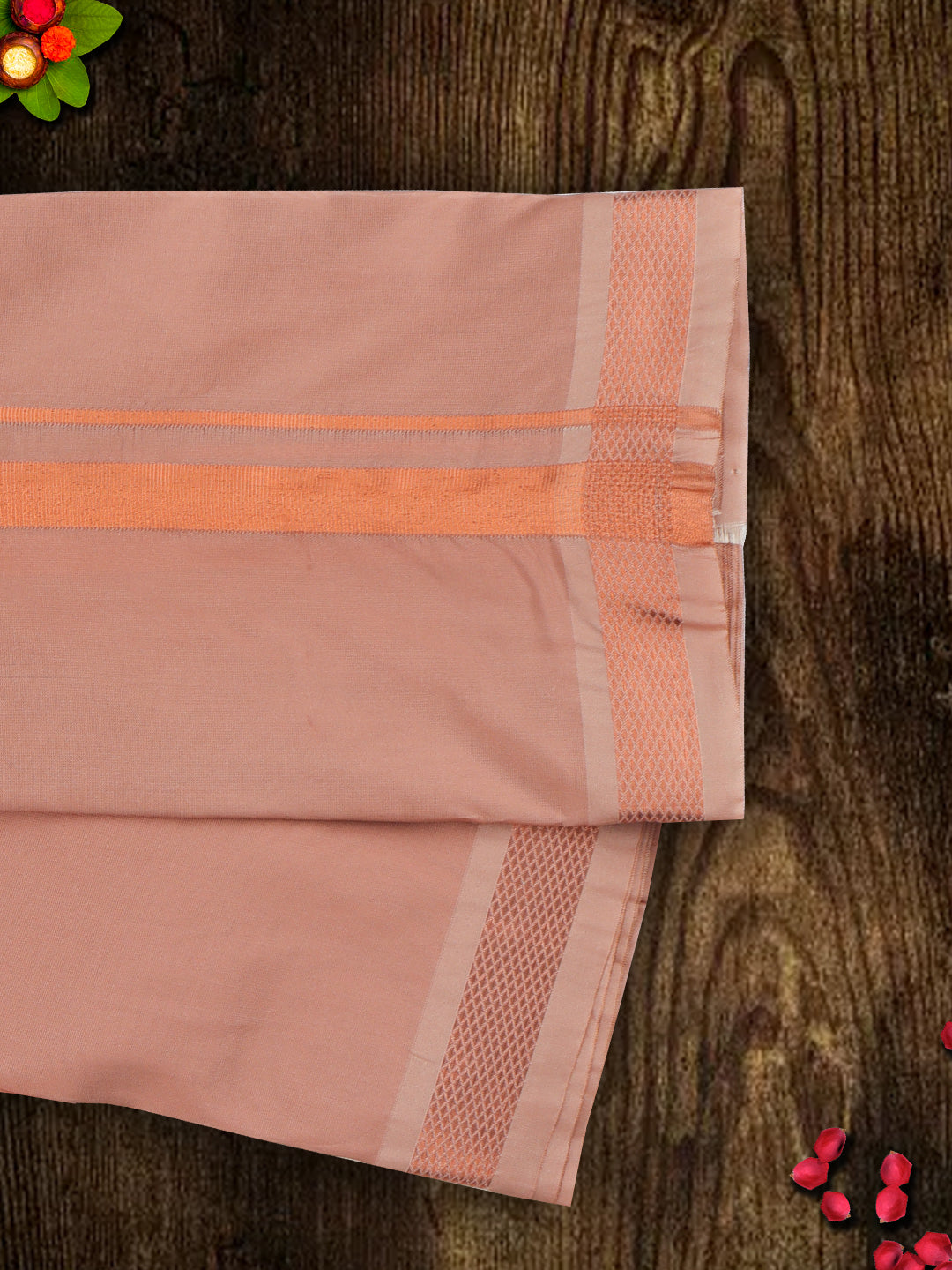 Men Art Silk Dhoti & Shirting Set Copper Ashirwath (2 in 1)