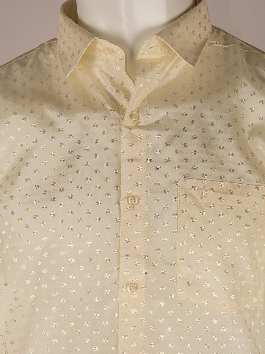 Men Art Silk Cream Self Design Shirt & Dhoti Towel Set Parinayam Grand CRJD5
