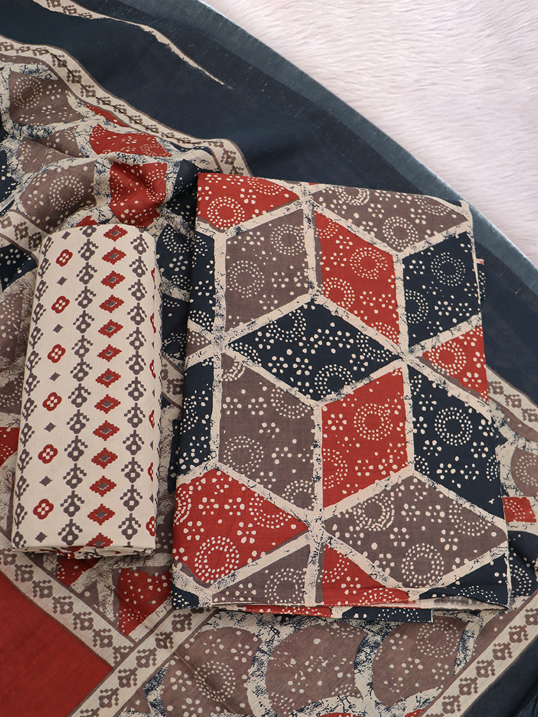 Women Pure Cotton Printed Dress Material Multi Colour DM352