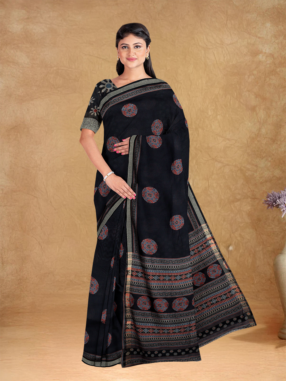 Couple Combo Shirt & Dhoti Set with Saree Black SC55
