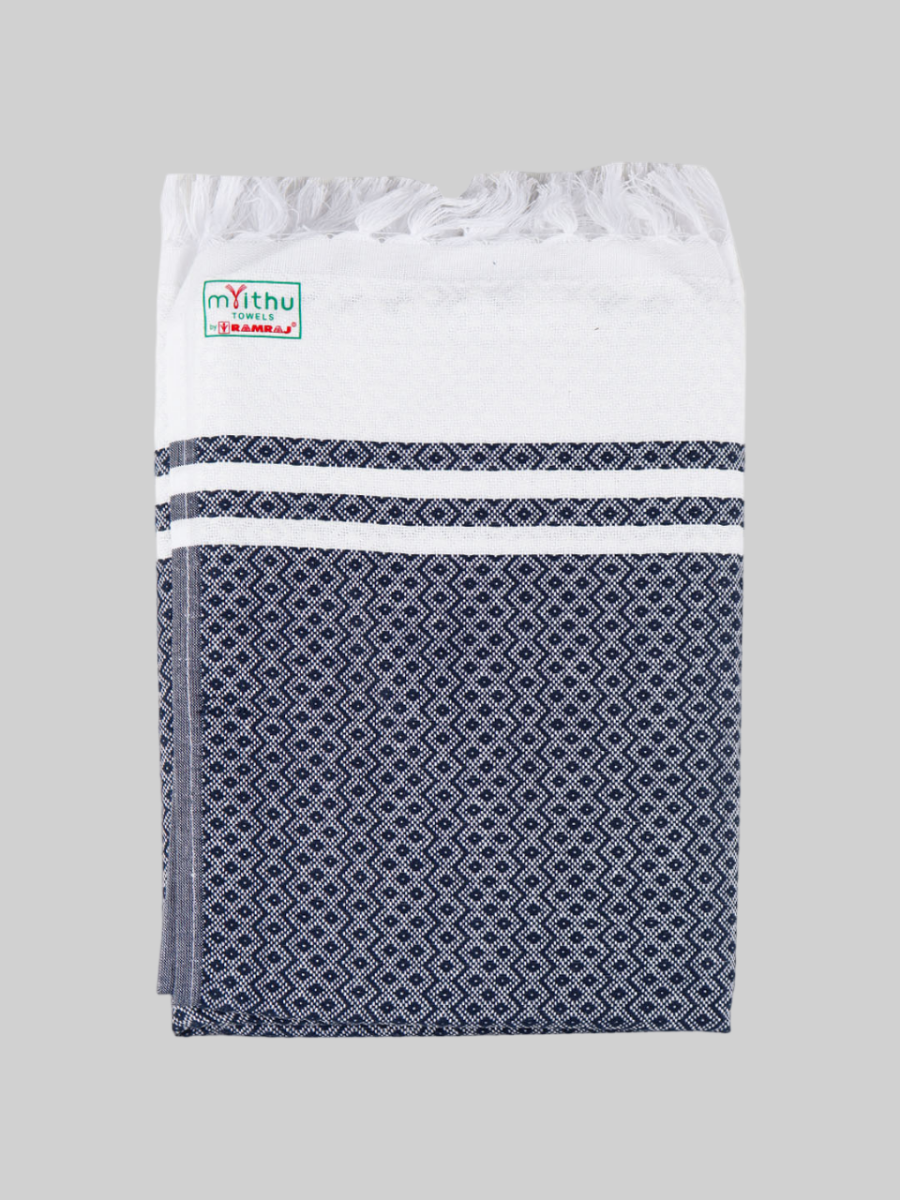 100% Cotton Diamond Design Bath Towel Diamond Plus - Navy Blue