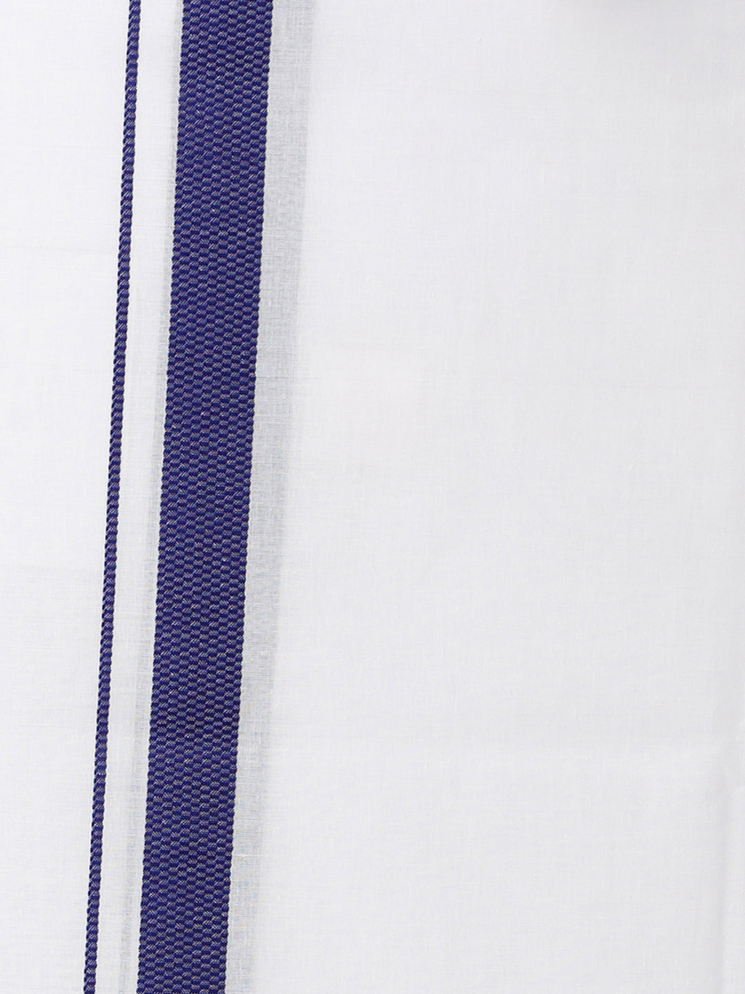 Mens Cotton White Double Dhoti with Navy Border Anchor Fancy-zoomview